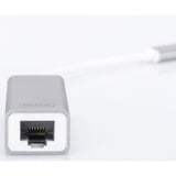 Digitus Adaptador Ethernet Gigabit USB Type-C™ blanco/Plateado, Aluminio, China, RTL8153, 24 mm, 64 mm, 17 mm