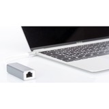 Digitus Adaptador Ethernet Gigabit USB Type-C™ blanco/Plateado, Aluminio, China, RTL8153, 24 mm, 64 mm, 17 mm