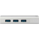 Digitus Adaptador LAN Gigabit y concentrador USB 3.0 de 3 puertos, Hub USB blanco, USB 3.2 Gen 1 (3.1 Gen 1) Type-A, USB 3.2 Gen 1 (3.1 Gen 1) Type-A, 1000 Mbit/s, Plata, Blanco, Aluminio, 0,2 m