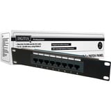 Digitus CAT 5e, panel de conexión clase D, sin apantallar, Patch Panel negro/Gris, panel de conexión clase D, sin apantallar, RJ-45, Cat5e, Negro, Montaje en bastidor, 1U, EIA/TIA 568 ISO/IEC DIS 11801