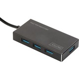 Digitus Concentrador para oficina USB 3.0, 4 puertos, Hub USB 4 puertos, USB 3.2 Gen 1 (3.1 Gen 1) Type-A, USB 3.2 Gen 1 (3.1 Gen 1) Type-A, 5000 Mbit/s, Negro, Aluminio, 1,2 m