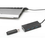 Digitus Concentrador para oficina USB 3.0, 4 puertos, Hub USB 4 puertos, USB 3.2 Gen 1 (3.1 Gen 1) Type-A, USB 3.2 Gen 1 (3.1 Gen 1) Type-A, 5000 Mbit/s, Negro, Aluminio, 1,2 m
