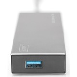 Digitus Concentrador para oficina USB 3.0, 7 puertos, Hub USB 7 puertos, USB 3.2 Gen 1 (3.1 Gen 1) Type-A, USB 3.2 Gen 1 (3.1 Gen 1) Type-A, 5000 Mbit/s, Gris, Aluminio, 1 m