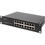 Digitus Conector Gigabit Ethernet de 16 puertos y 10 in, no administrado, Interruptor/Conmutador no administrado, No administrado, Gigabit Ethernet (10/100/1000), Montaje en rack, 1U