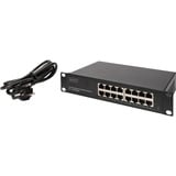 Digitus Conector Gigabit Ethernet de 16 puertos y 10 in, no administrado, Interruptor/Conmutador no administrado, No administrado, Gigabit Ethernet (10/100/1000), Montaje en rack, 1U