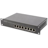 Digitus Conmutador PoE Gigabit Ethernet de 10 pulgadas y 8 puertos, Interruptor/Conmutador No administrado, Gigabit Ethernet (10/100/1000), Bidireccional completo (Full duplex), Energía sobre Ethernet (PoE), Montaje en rack