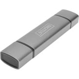 Digitus Dual Card Reader Hub USB-C™ / USB 3.0, OTG, Lector de tarjetas gris, OTG, MicroSD (TransFlash), SD, Aluminio, 5000 Mbit/s, Aluminio, CE, USB 3.2 Gen 1 (3.1 Gen 1) Type-A/Type-C