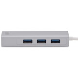 Digitus Hub de USB 3.0 Type-C™ con Gigabit Ethernet, Hub USB blanco/Plateado, USB 3.2 Gen 1 (3.1 Gen 1) Type-C, USB 3.2 Gen 1 (3.1 Gen 1) Type-A, 1000 Mbit/s, Gris, Blanco, China, Gigabit Ethernet