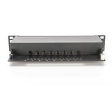 Digitus Panel de conexión CAT 6, clase E, apantallado, Patch Panel negro, clase E, apantallado, RJ-45, Negro, Montaje en bastidor, 1U, UL, 180 mm