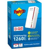 FRITZ! FRITZ!Powerline 1260, PowerLAN Powerline 1260, 1200 Mbit/s, IEEE 802.11a, IEEE 802.11b, IEEE 802.11g, IEEE 802.11h, IEEE 802.11i, Tipo F, Gigabit Ethernet, 10,100,1000 Mbit/s, 10BASE-T, 100BASE-T, 1000BASE-T