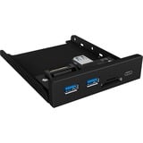 ICY BOX IB-HUB1417-i3 USB 3.2 Gen 1 (3.1 Gen 1) Type-A 5000 Mbit/s Negro, Panel frontal negro, USB 3.2 Gen 1 (3.1 Gen 1) Type-A, USB 3.2 Gen 1 (3.1 Gen 1) Type-A, USB 3.2 Gen 1 (3.1 Gen 1) Type-C, MicroSD (TransFlash), MicroSDHC, SD, SDHC, 5000 Mbit/s, Negro, Metal