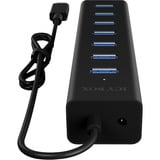 ICY BOX IB-HUB1700-C3 USB 3.2 Gen 1 (3.1 Gen 1) Type-C 5000 Mbit/s Negro, Hub USB negro, USB 3.2 Gen 1 (3.1 Gen 1) Type-C, USB 3.2 Gen 1 (3.1 Gen 1) Type-A, 5000 Mbit/s, Negro, Aluminio, 0,4 m