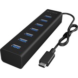 ICY BOX IB-HUB1700-C3 USB 3.2 Gen 1 (3.1 Gen 1) Type-C 5000 Mbit/s Negro, Hub USB negro, USB 3.2 Gen 1 (3.1 Gen 1) Type-C, USB 3.2 Gen 1 (3.1 Gen 1) Type-A, 5000 Mbit/s, Negro, Aluminio, 0,4 m