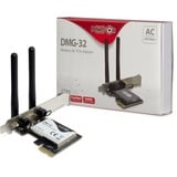 Inter-Tech DMG-32 Interno WLAN 650 Mbit/s, Adaptador Wi-Fi Interno, Inalámbrico, PCI Express, WLAN, 650 Mbit/s, Negro, Plata