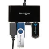 Kensington Hub USB 3.0 de cuatro puertos UH4000: negro negro, USB 3.2 Gen 1 (3.1 Gen 1) Type-A, USB 3.2 Gen 1 (3.1 Gen 1) Type-A, 5000 Mbit/s, Negro, Windows 7, Windows 8, Windows 8.1, Windows Vista, Windows XP, Mac OS X 10.6 Snow Leopard