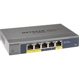 Netgear GS105PE No administrado L2 Gigabit Ethernet (10/100/1000) Energía sobre Ethernet (PoE) Gris, Interruptor/Conmutador No administrado, L2, Gigabit Ethernet (10/100/1000), Bidireccional completo (Full duplex), Energía sobre Ethernet (PoE)
