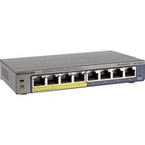 Netgear GS108PE Gestionado Gigabit Ethernet (10/100/1000) Energía sobre Ethernet (PoE) Negro, Interruptor/Conmutador gris/Azul, Gestionado, Gigabit Ethernet (10/100/1000), Bidireccional completo (Full duplex), Energía sobre Ethernet (PoE)
