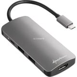 Sharkoon USB 3.0 Type C Multiport Adapter USB 3.2 Gen 1 (3.1 Gen 1) Type-C 5000 Mbit/s Gris, Estación de acoplamiento gris oscuro, USB 3.2 Gen 1 (3.1 Gen 1) Type-C, HDMI, USB 3.2 Gen 1 (3.1 Gen 1) Type-A, USB 3.2 Gen 1 (3.1 Gen 1) Type-C, USB 3.2 Gen 1 (3.1 Gen 1), MMC, SD, 5000 Mbit/s, Gris