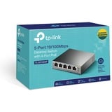 TP-Link TL-SF1005P No administrado Fast Ethernet (10/100) Energía sobre Ethernet (PoE) Negro, Interruptor/Conmutador No administrado, Fast Ethernet (10/100), Bidireccional completo (Full duplex), Energía sobre Ethernet (PoE)