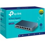 TP-Link TL-SG108 No administrado Gigabit Ethernet (10/100/1000) Negro, Interruptor/Conmutador gris, No administrado, Gigabit Ethernet (10/100/1000), Bidireccional completo (Full duplex)