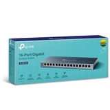 TP-Link TL-SG116 No administrado Gigabit Ethernet (10/100/1000) Negro, Interruptor/Conmutador No administrado, Gigabit Ethernet (10/100/1000), Bidireccional completo (Full duplex)