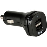 i-tec Dual USB Car Charger 2.1 A, Cargador negro, Auto, Encendedor de cigarrillos, 5 V, Negro