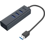 i-tec Metal USB 3.0 HUB 3 Port + Gigabit Ethernet Adapter, Hub USB antracita, USB 3.2 Gen 1 (3.1 Gen 1) Type-A, RJ-45, USB 3.2 Gen 1 (3.1 Gen 1) Type-A, 5000 Mbit/s, Gris, Metal, Enlace