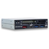 Chieftec CRD-901H lector de tarjeta Interno Negro, Gris, Lector de tarjetas negro, CF, Memoria extraíble, MicroSD (TransFlash), SD, xD, Negro, Gris, 3.5", 5000 Mbit/s, Metal, De plástico, 101 mm