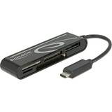 DeLOCK 91739 lector de tarjeta USB 2.0 Negro, Lector de tarjetas negro, CF, CF Tipo II, MMC, MS PRO Duo, Memoria extraíble, MicroSD (TransFlash), MicroSDHC, MicroSDXC,..., Negro, 480 Mbit/s, 2048 GB, USB 2.0, USB