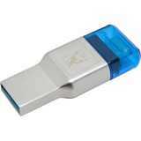 Kingston MobileLite Duo 3C lector de tarjeta USB 3.2 Gen 1 (3.1 Gen 1) Type-A/Type-C Azul, Plata, Lector de tarjetas plateado