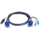 ATEN 2L-5502UP cable para video, teclado y ratón (kvm) Negro 1,8 m negro, 1,8 m, PS/2, PS/2, VGA, Negro, VGA + USB A