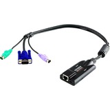 ATEN Adaptador KVM VGA PS/2 con compatibilidad de vídeo compuesto, Cable negro, PS/2, PS/2, VGA, Multicolor, RJ-45, 1 x RJ-45