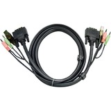 ATEN Cable KVM DVI-I single link USB de 1,8 m negro, 8 m, 1,8 m, DVI-I, Negro, DVI-I/USB A/2 x 3.5mm, DVI-I/USB B/2 x 3.5mm, Macho