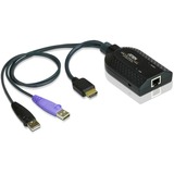 ATEN KA7168 cable para video, teclado y ratón (kvm) Negro, Switch KVM USB, HDMI, Negro, Plástico, 104 g, 1 x RJ-45, 2 x USB A, 1 x HDMI