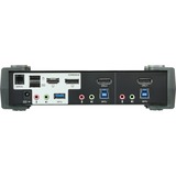 ATEN Switch KVMP™ DisplayPort 4K MST USB 3.0 de 2 puertos (cables incluidos) 4096 x 2160 Pixeles, 4K Ultra HD, 4,09 W, Negro