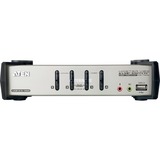ATEN Switch KVMP™ VGA/Audio PS/2-USB de 4 puertos con OSD plateado/Negro, 2048 x 1536 Pixeles, QXGA, 1,02 W, Negro, Metálico