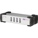 ATEN Switch KVM VGA PS/2-USB de 4 puertos plateado, 2048 x 1536 Pixeles, QXGA, 0,45 W, Negro, Gris