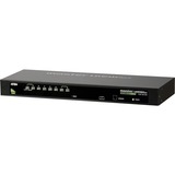 ATEN Switch KVM VGA PS/2-USB de 8 puertos negro, 2048 x 1536 Pixeles, QXGA, Montaje en rack, 5 W, 1U, Negro