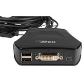 ATEN Switch KVM formato cable DVI USB de 2 puertos con selector remoto de puerto negro, 1920 x 1200 Pixeles, WUXGA, 0,93 W, Negro