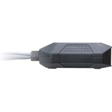 ATEN Switch KVM formato cable DisplayPort USB de 2 puertos selector remoto de puerto negro, 4096 x 2160 Pixeles, 4K Ultra HD, 1,38 W, Negro