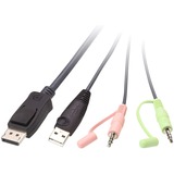 ATEN Switch KVM formato cable DisplayPort USB de 2 puertos selector remoto de puerto negro, 4096 x 2160 Pixeles, 4K Ultra HD, 1,38 W, Negro