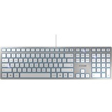 CHERRY KC 6000 SLIM FOR MAC teclado Oficina USB QWERTY Inglés de EE. UU. Plata plateado/blanco, Completo (100%), Alámbrico, USB, QWERTY, Plata
