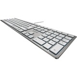 CHERRY KC 6000 SLIM FOR MAC teclado Oficina USB QWERTY Inglés de EE. UU. Plata plateado/blanco, Completo (100%), Alámbrico, USB, QWERTY, Plata