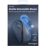 Kensington Ratón retráctil para portátiles Pro Fit™ negro, Ambidextro, Óptico, USB tipo A, 1000 DPI, Negro
