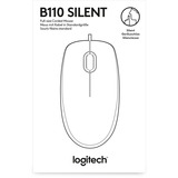 Logitech B110 Silent ratón Ambidextro USB tipo A Óptico 1000 DPI negro, Ambidextro, Óptico, USB tipo A, 1000 DPI, Negro