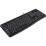 Logitech Keyboard K120 for Business teclado USB QWERTY Inglés Negro negro, Full-size (100%), Alámbrico, USB, QWERTY, Negro