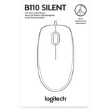 Logitech M110 Silent ratón Oficina Ambidextro USB tipo A Óptico 1000 DPI negro, Ambidextro, Óptico, USB tipo A, 1000 DPI, Negro