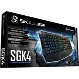 Sharkoon SKILLER SGK4 teclado USB QWERTZ Alemán Negro, Teclado para gaming negro, Alámbrico, USB, Interruptor de membrana, QWERTZ, LED RGB, Negro