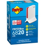 AVM FRITZ!Box 6820 LTE, Router WIRELESS LTE FRITZ!Box 6820 LTE, Wi-Fi 4 (802.11n), Banda única (2,4 GHz), Ethernet, 3G, Blanco, Router de sobremesa