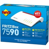 AVM FRITZ!Box 7590, Enrutador de malla FRITZ!Box 7590, Wi-Fi 5 (802.11ac), Doble banda (2,4 GHz / 5 GHz), Ethernet, ADSL, Blanco, Router de sobremesa